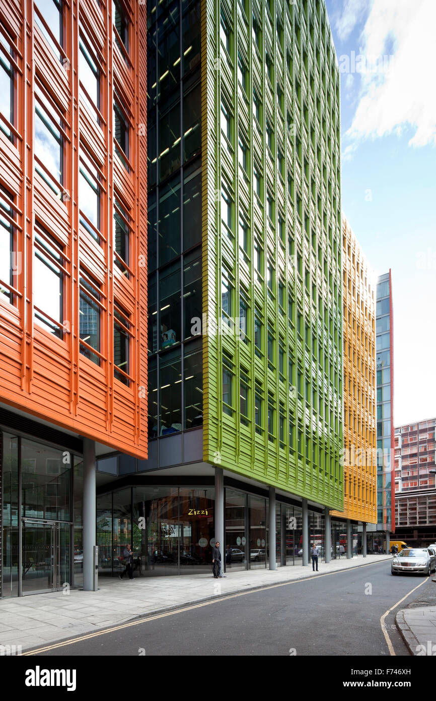 Lime green facades of Central St Giles, London, England, UK Stock Photo