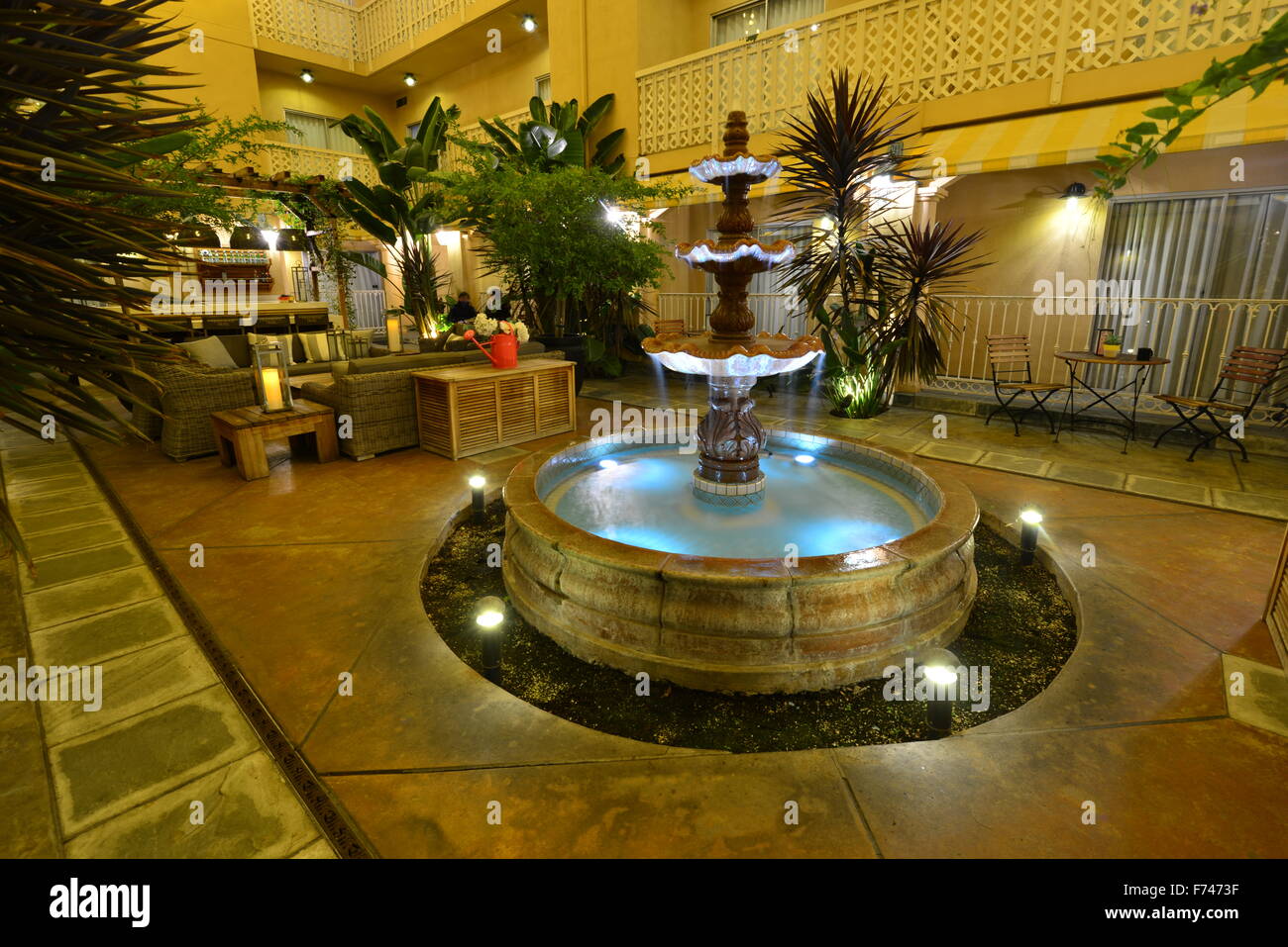 Inner atrium rest area of a Hotel in California Stock Photo - Alamy