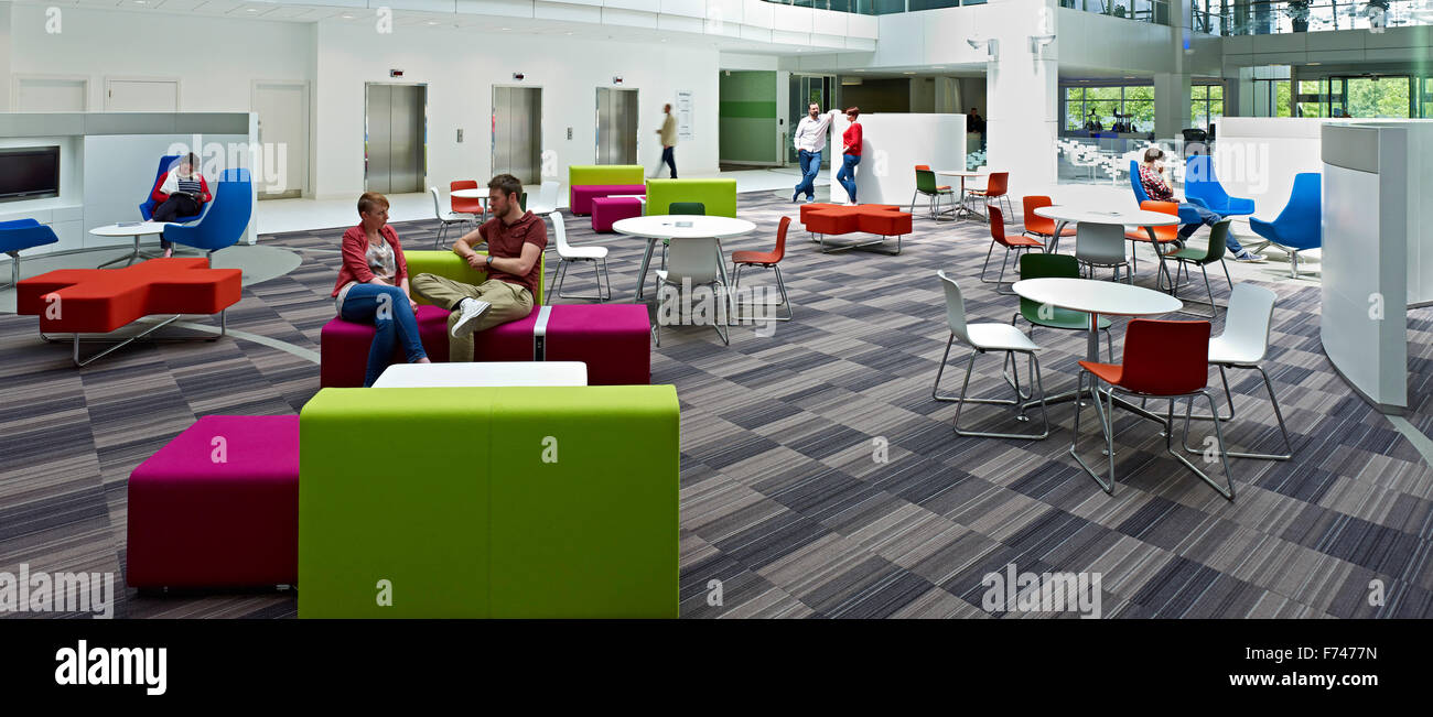 Lounge area with seating in Microsoft Campus, Thames Valley Park, Reading, England, UK Stock Photo