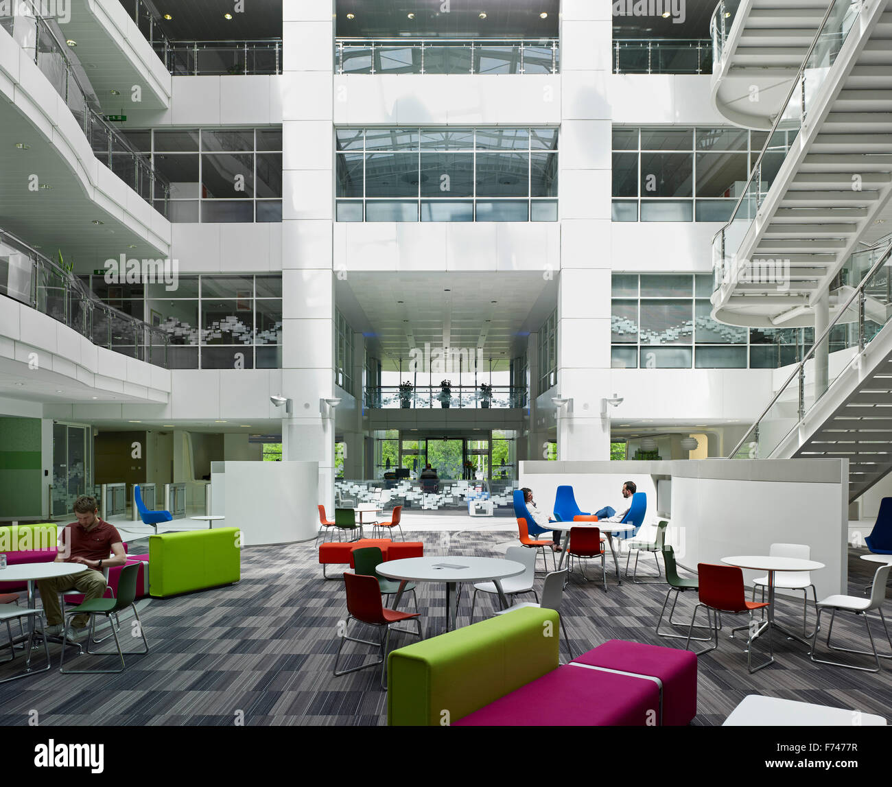 Atrium lounge with seating in Microsoft Campus, Thames Valley Park, Reading, England, UK Stock Photo