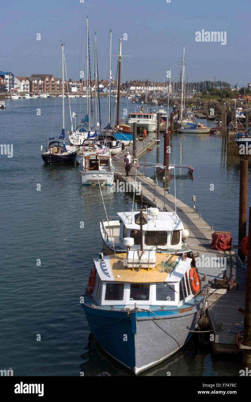 View along the Arun River, Littlehampton, Sussex, England Stock Photo