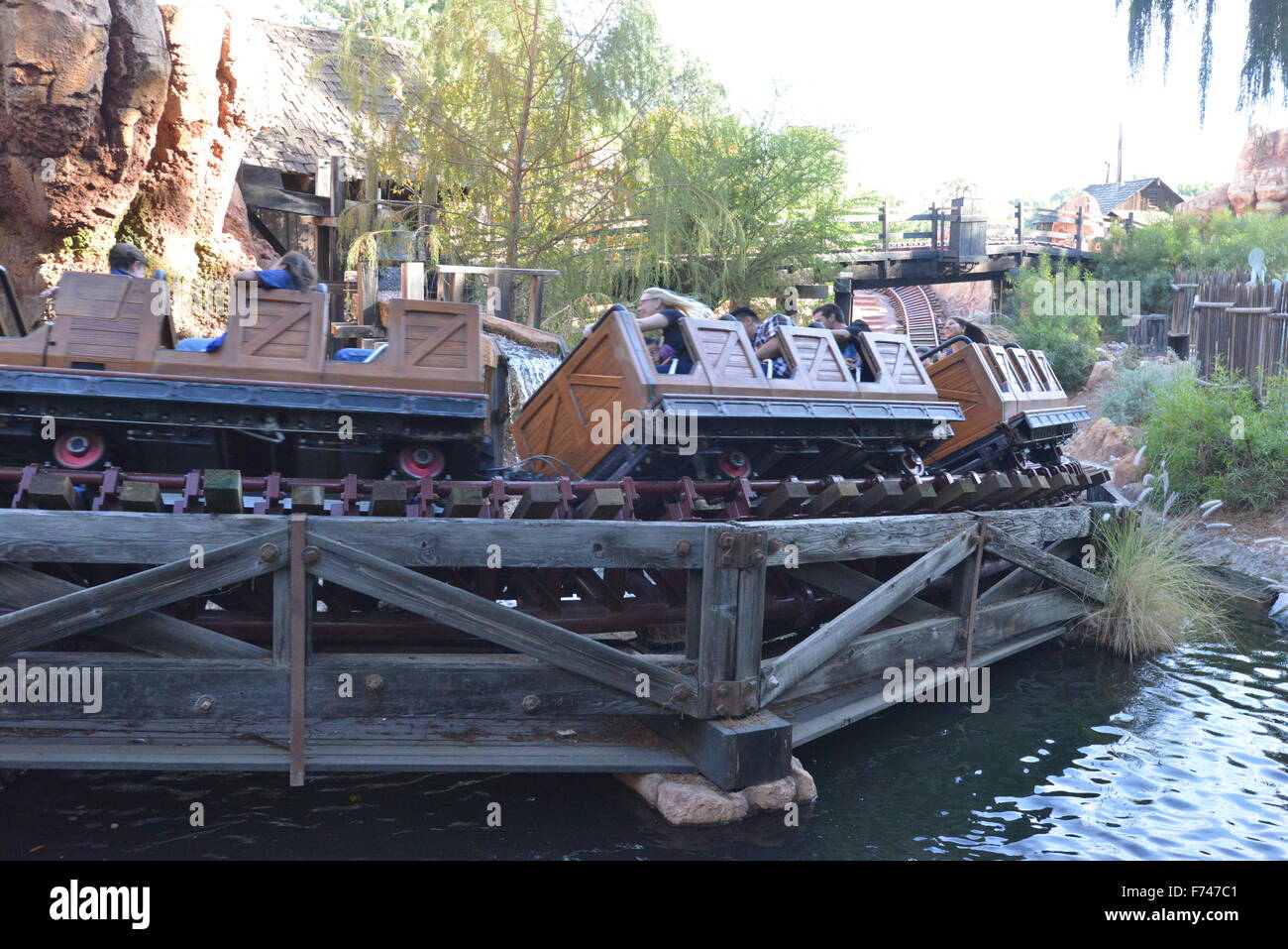 Big thunder Mountain railroad at Disneyland, Los Angeles. Stock Photo