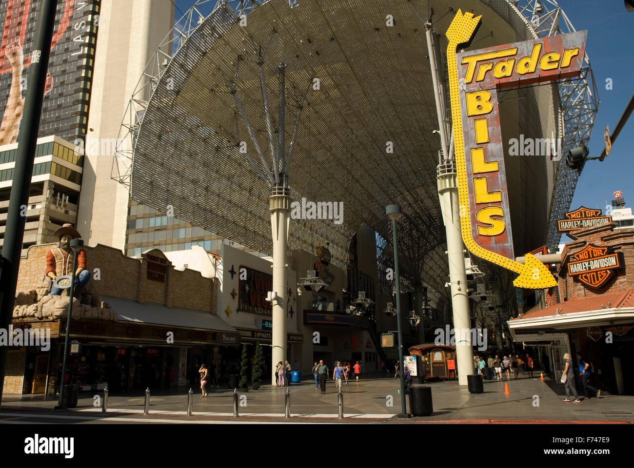 Trader Bills sign Fremont Street Las Vegas Nevada USA Stock Photo Alamy