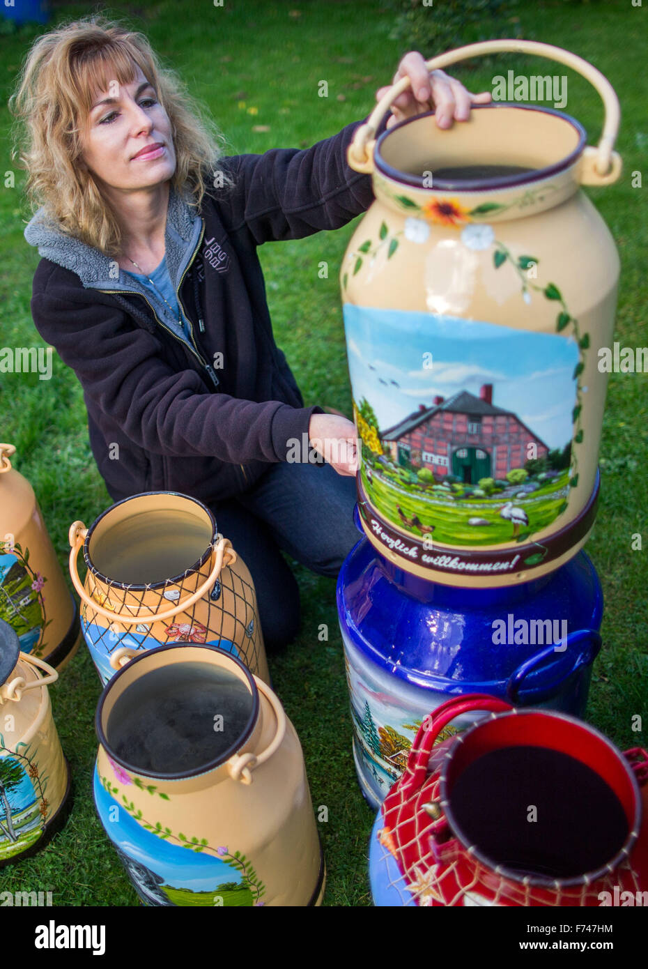 Amateur Artist Kathrin Finck Sorts Her Hand Painted Milk Cans In