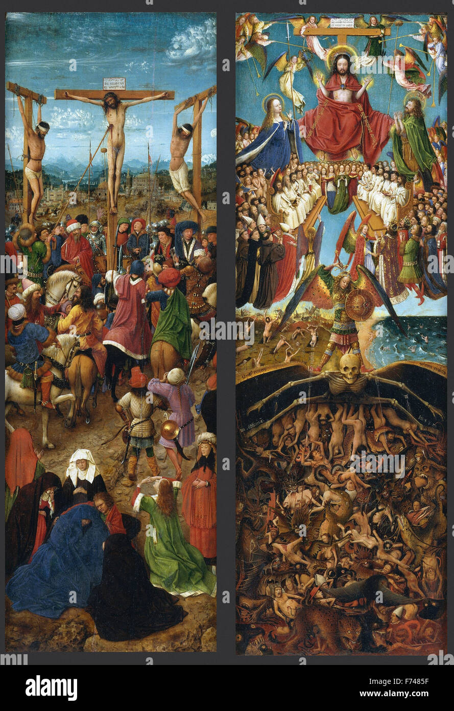 Jan Van Eyck - The Crucifixion; The Last Judgment Stock Photo