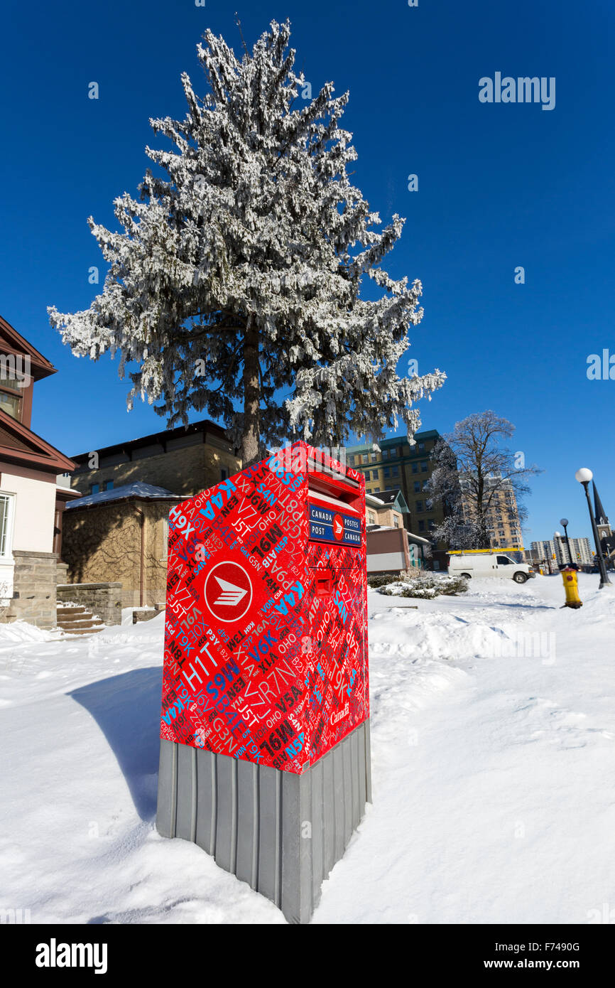 Canada Post mailbox, Queen St., Kitchener, Ontario, Canada. Stock Photo