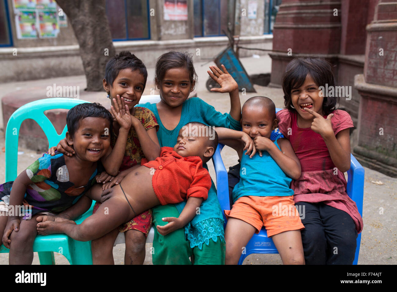 DHAKA, BANGLADESH 17th November: Street children playing in front of