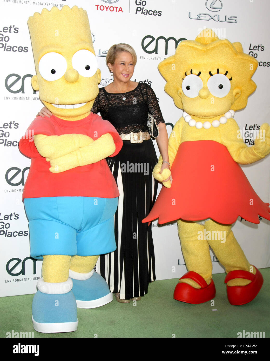 25th annual Environmental Media Awards at Warner Brother Studios Lot - Arrivals  Featuring: Bart Simpson Charachter, Yeardley Smith, Lisa Simpson charachter Where: Burbank, California, United States When: 24 Oct 2015 Stock Photo