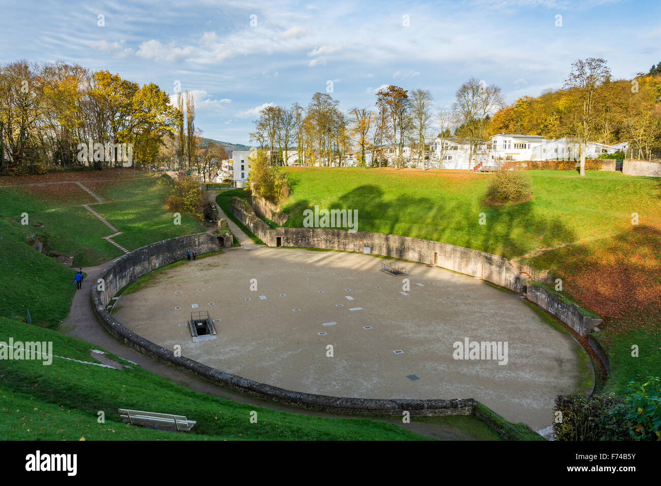 Roman Amphitheater in Trier in autumn, Germany Stock Photo