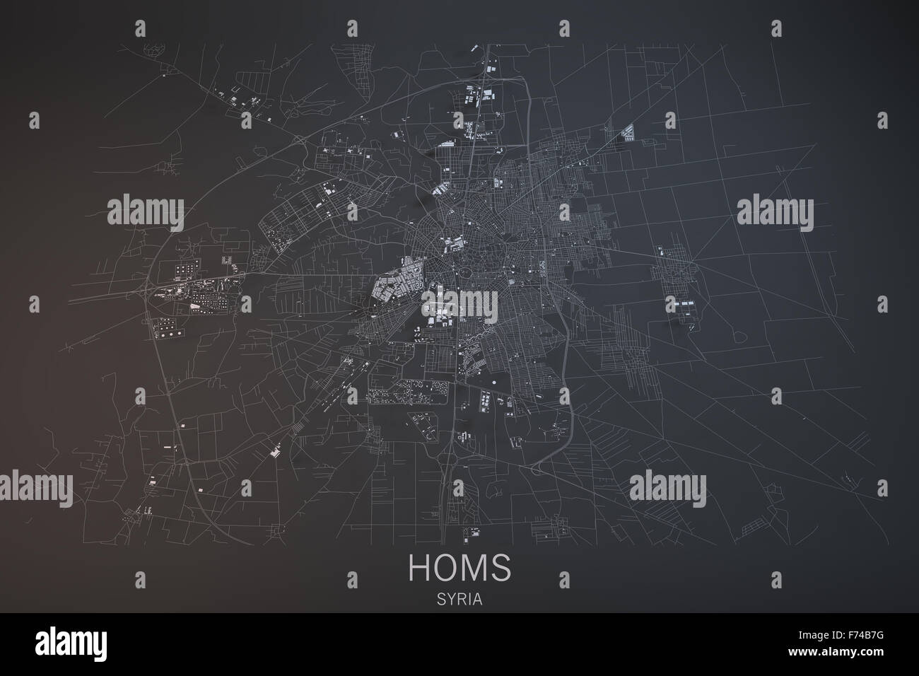 Homs, satellite view, section 3d, Syria Stock Photo