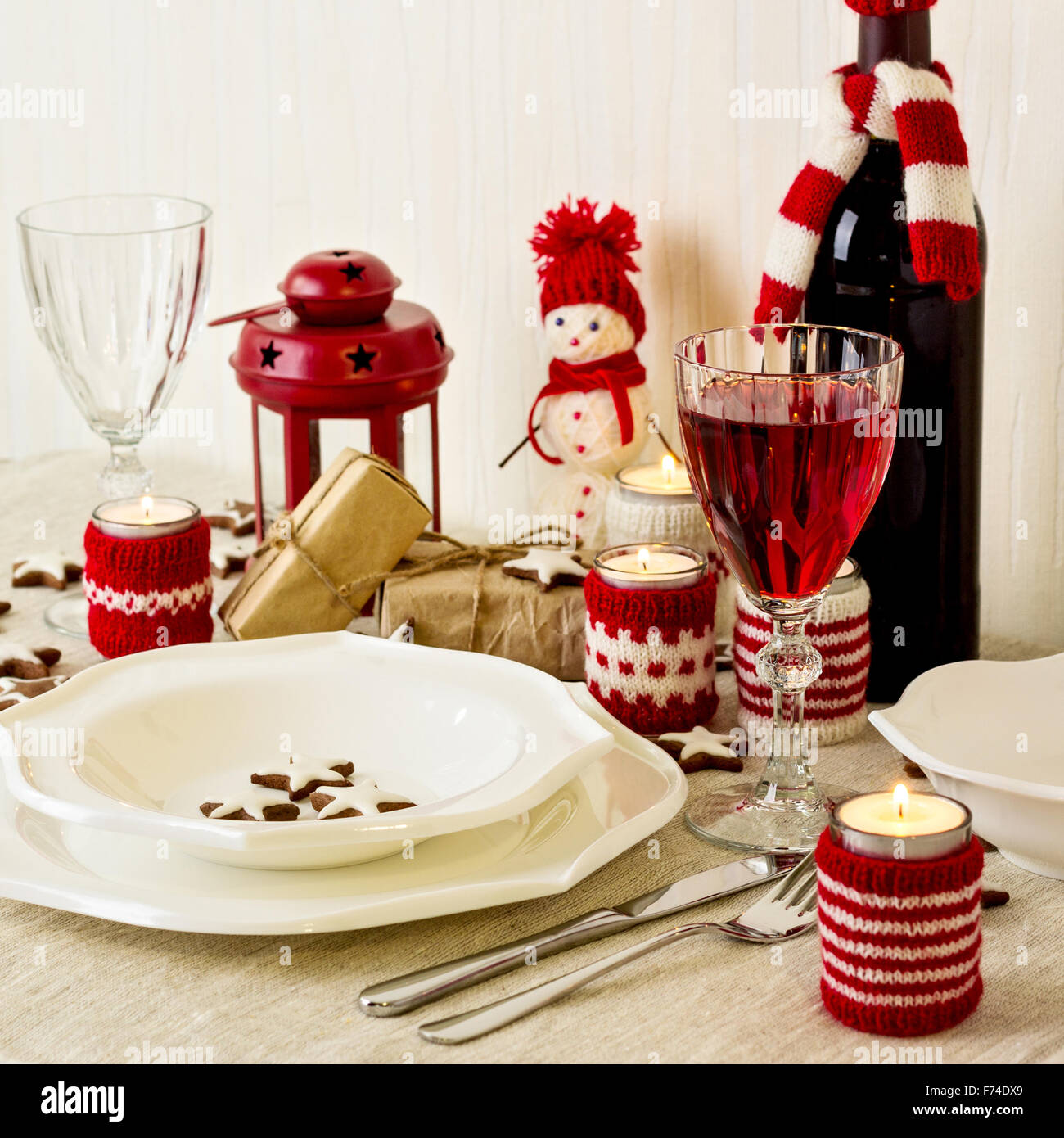 Christmas table setting. Christmas decorations. New Year Celebration ... Christmas table setting. Christmas decorations. New Year Celebration ...