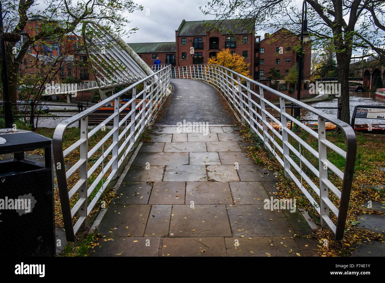 Footbridge spanning the Rochdale canal in Castlefield, Manchester with