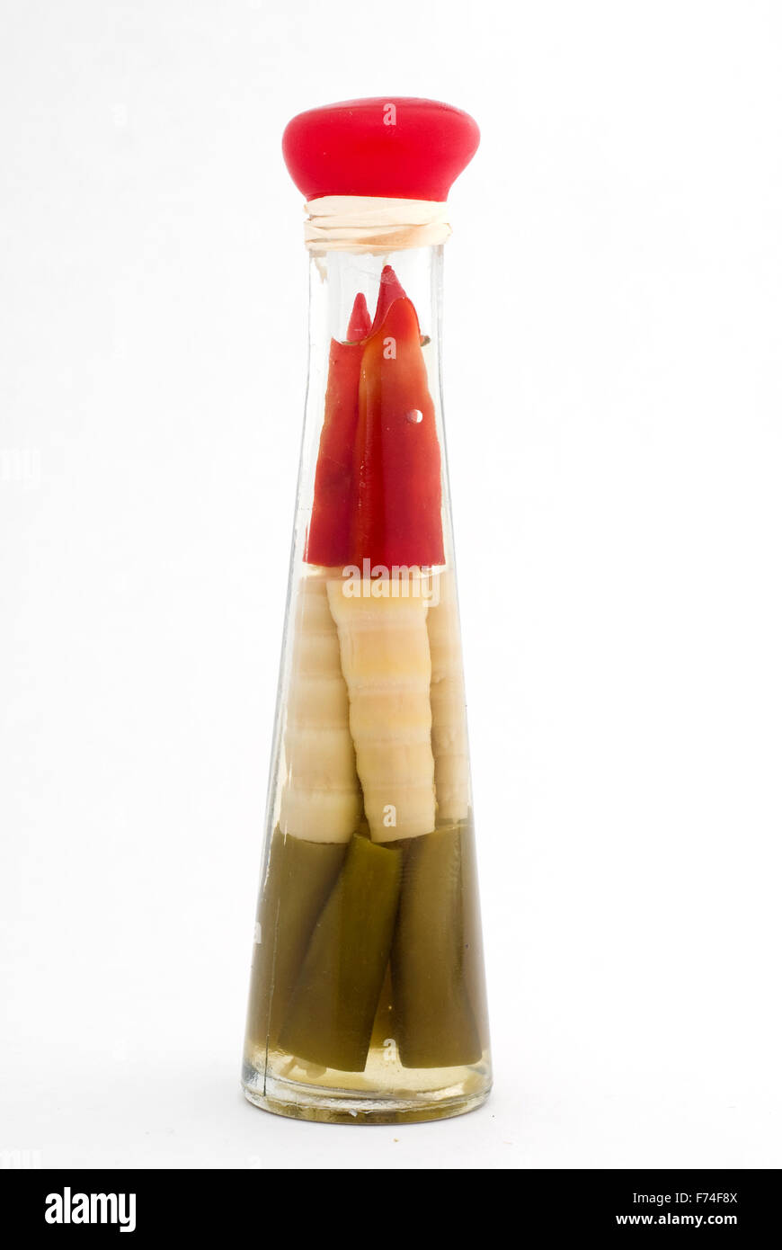 Decorative glass jar with colorful peppers Stock Photo Alamy