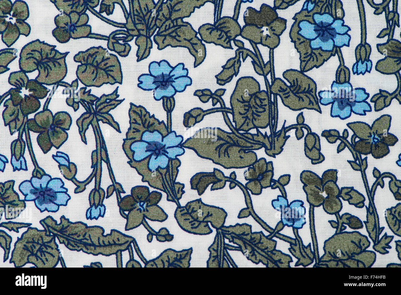 White and blue fabric with floral pattern background Stock Photo - Alamy