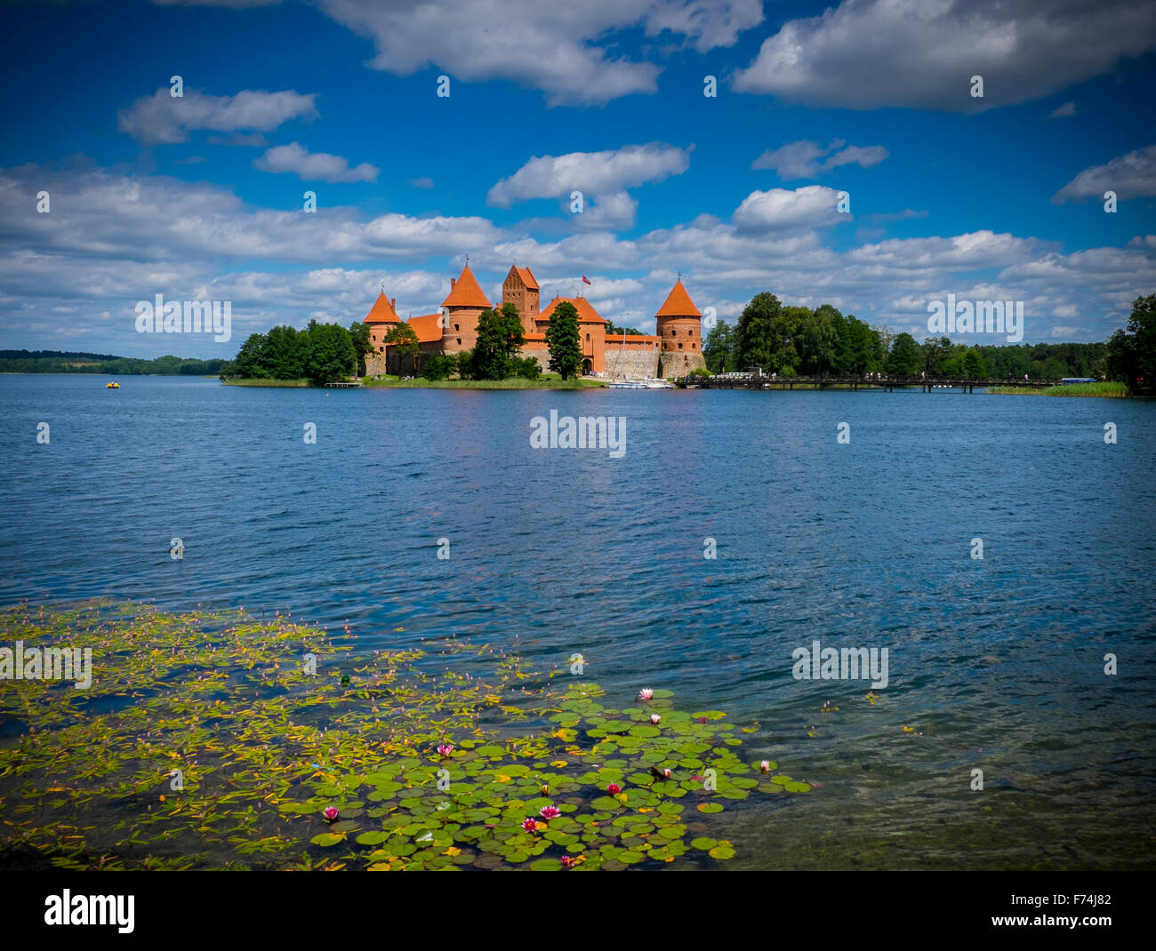 Island Castle located in Trakai in Lithuania on an island in Lake Galve Stock Photo