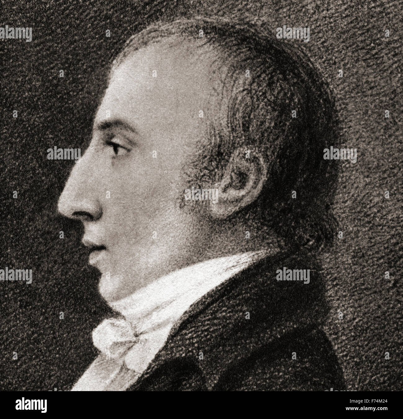 William Wordsworth, 1770 - 1850. English poet.  After the drawing by Robert Hancock in 1798. Stock Photo