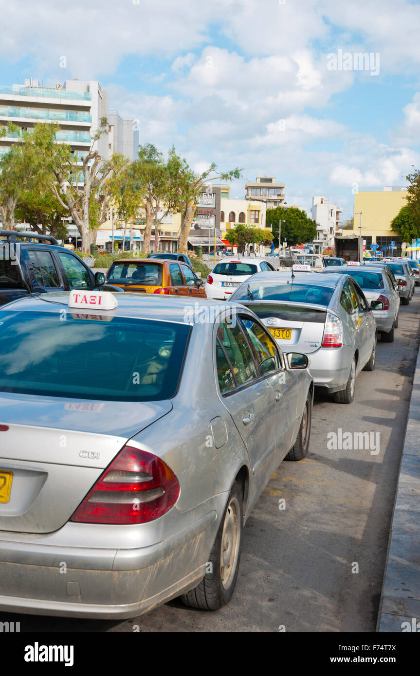 Taxis, Plateia Eleftherias, Liberty square, Heraklion, Crete island, Greece Stock Photo
