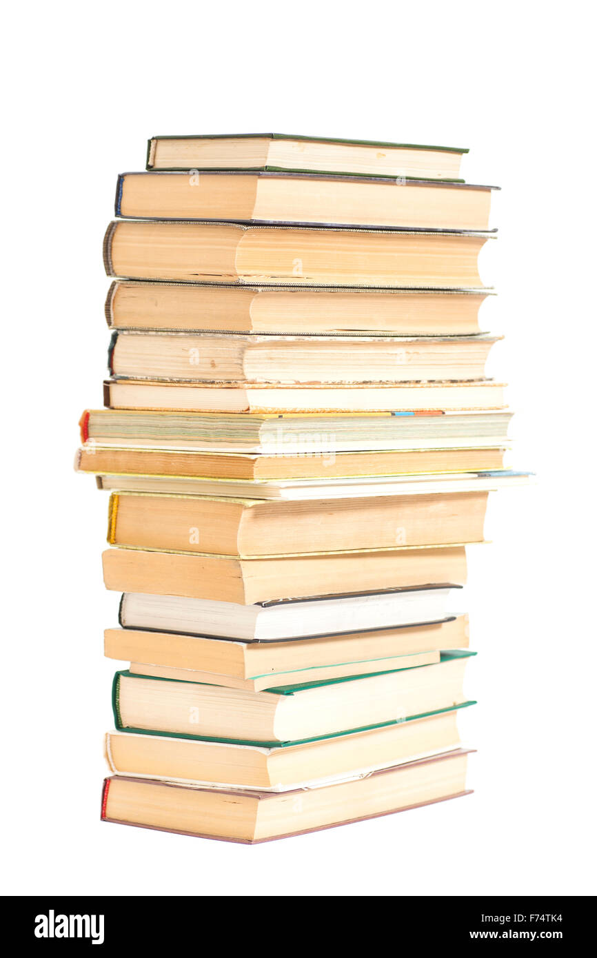 Books stack isolated on white background Stock Photo - Alamy