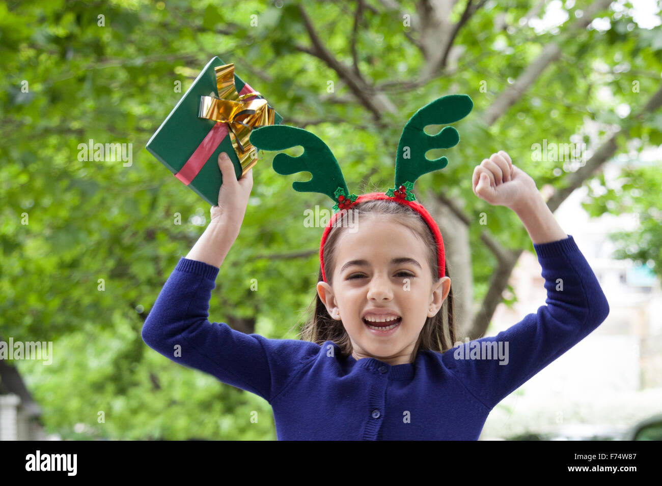 Little girl celebrating christmas Stock Photo