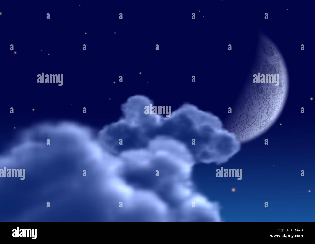 Crescent moon clouds stars sky hi-res stock photography and images - Alamy