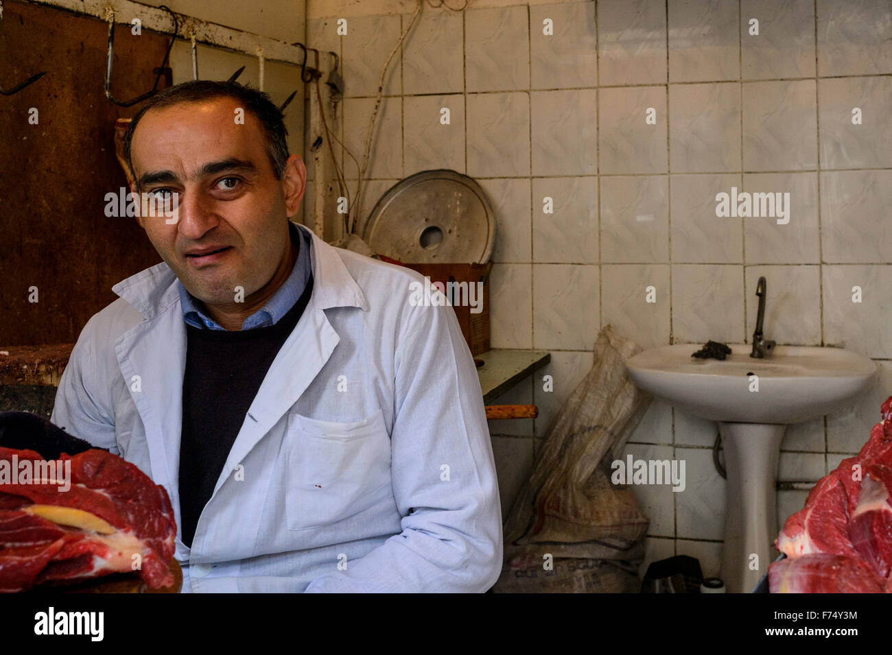 Man in shop in Nagorno Karabakh Stock Photo