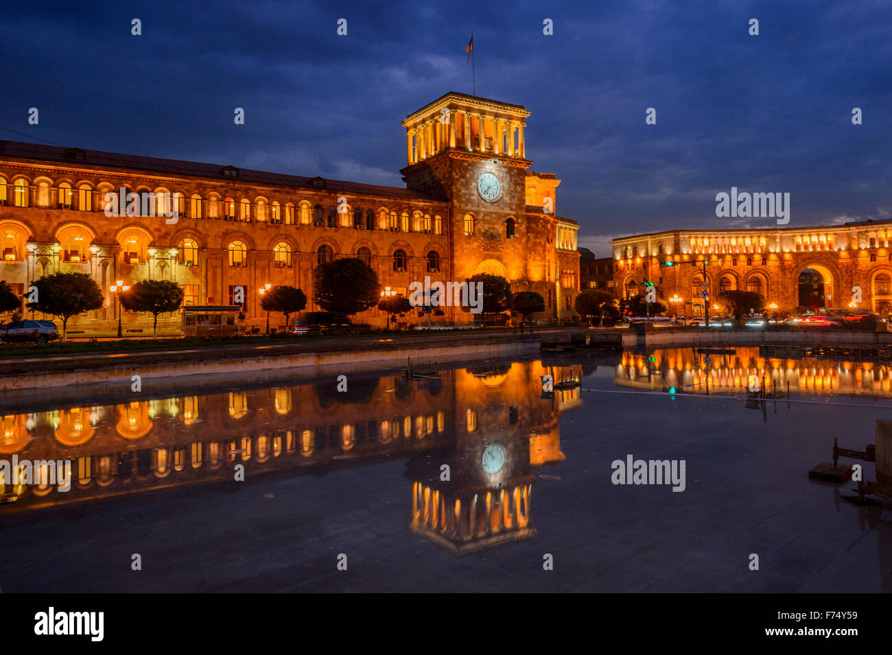 Clock tower in Republic Square Yerevan Stock Photo Alamy