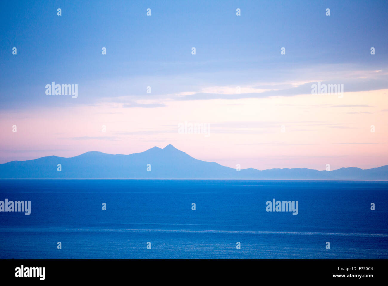 The island of Chios seen from Lesvos, Greece. Stock Photo