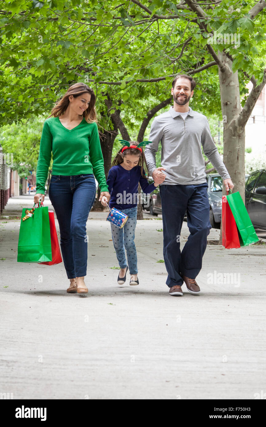 Family shopping for christmas Stock Photo
