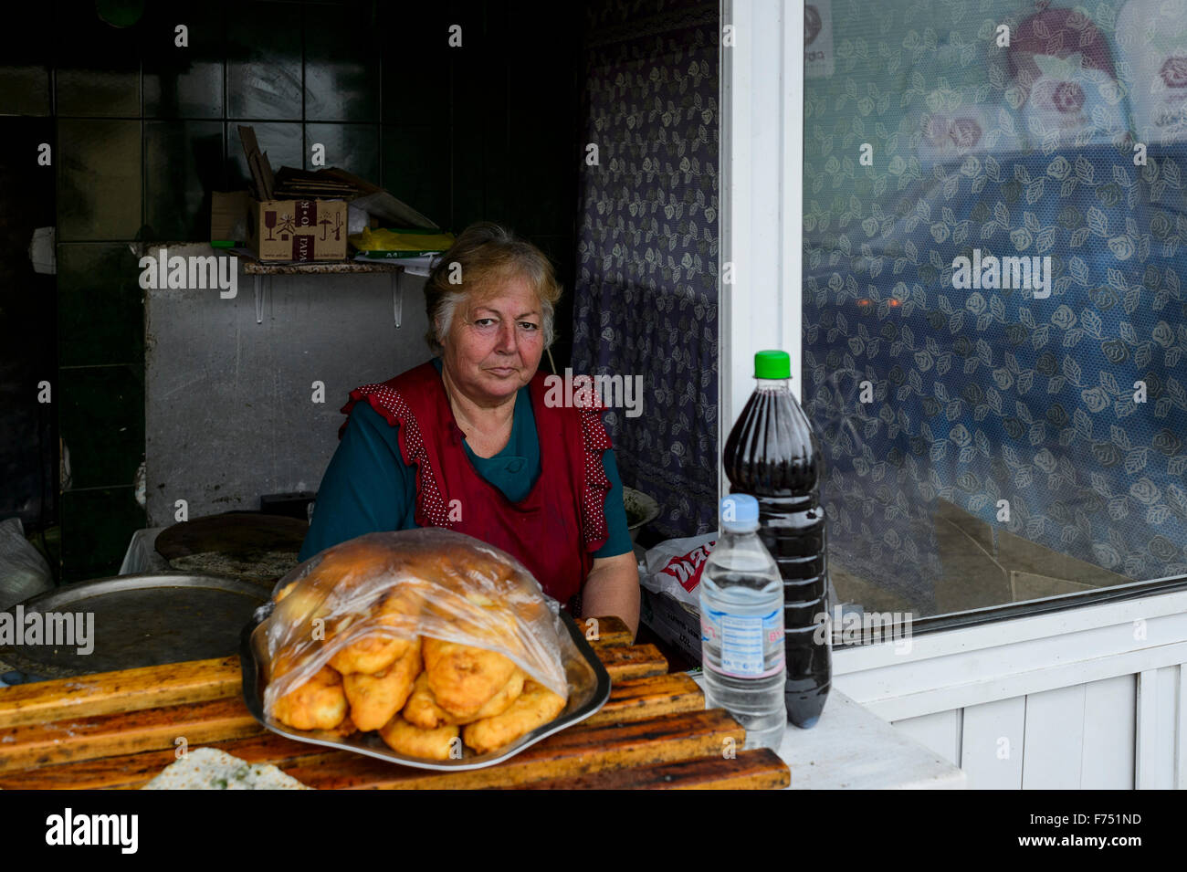 Woman in a shop in Nagorno Karabakh Stock Photo