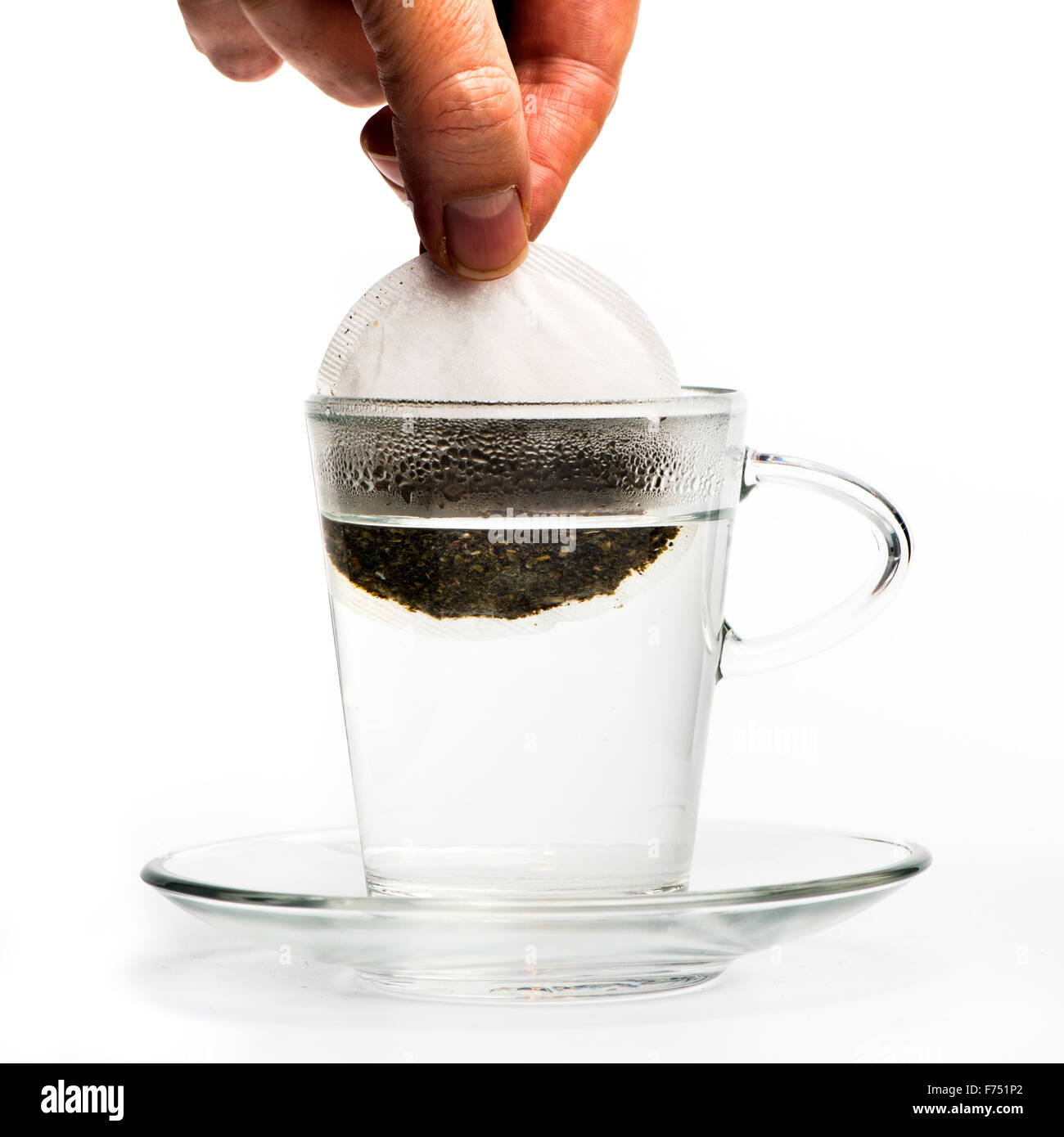 cup of tea with green tea, tea bag Stock Photo