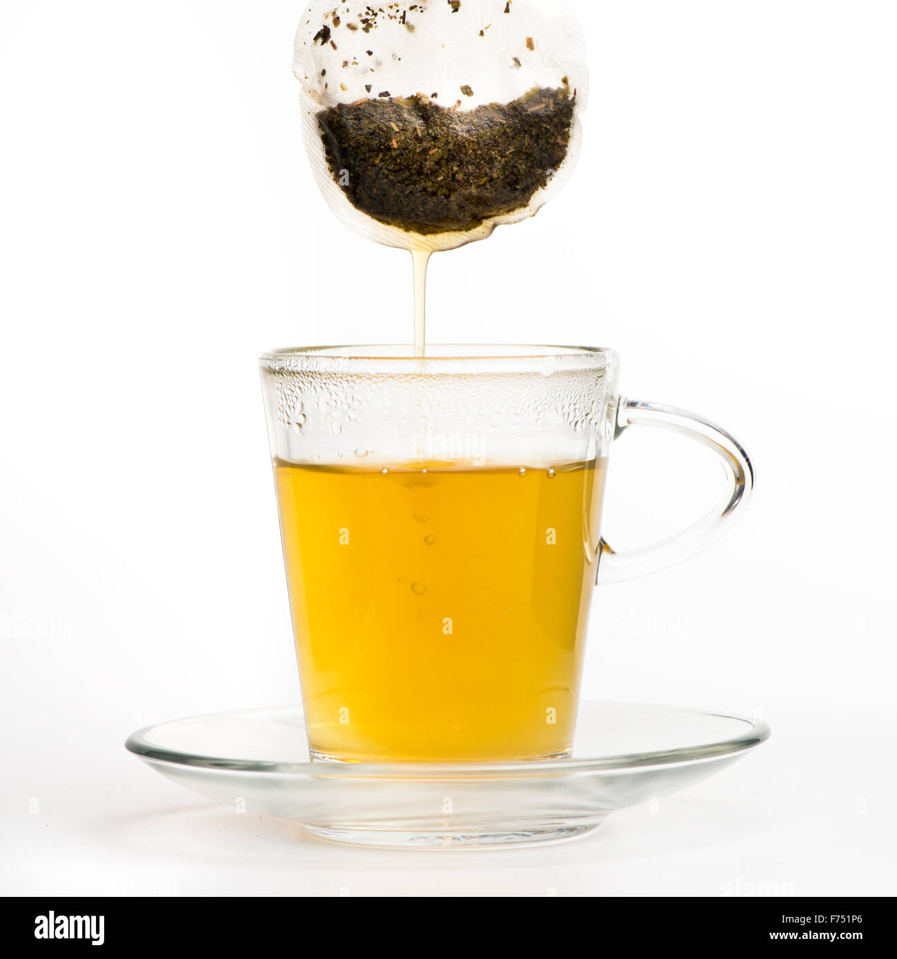 Cup of green tea with tea bag Stock Photo