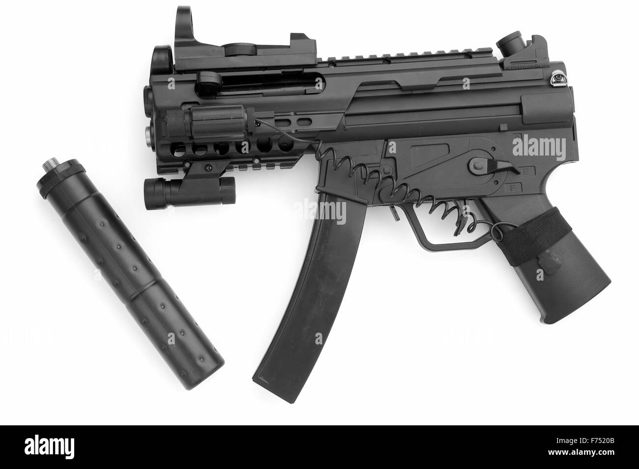 gun with silencer Stock Photo