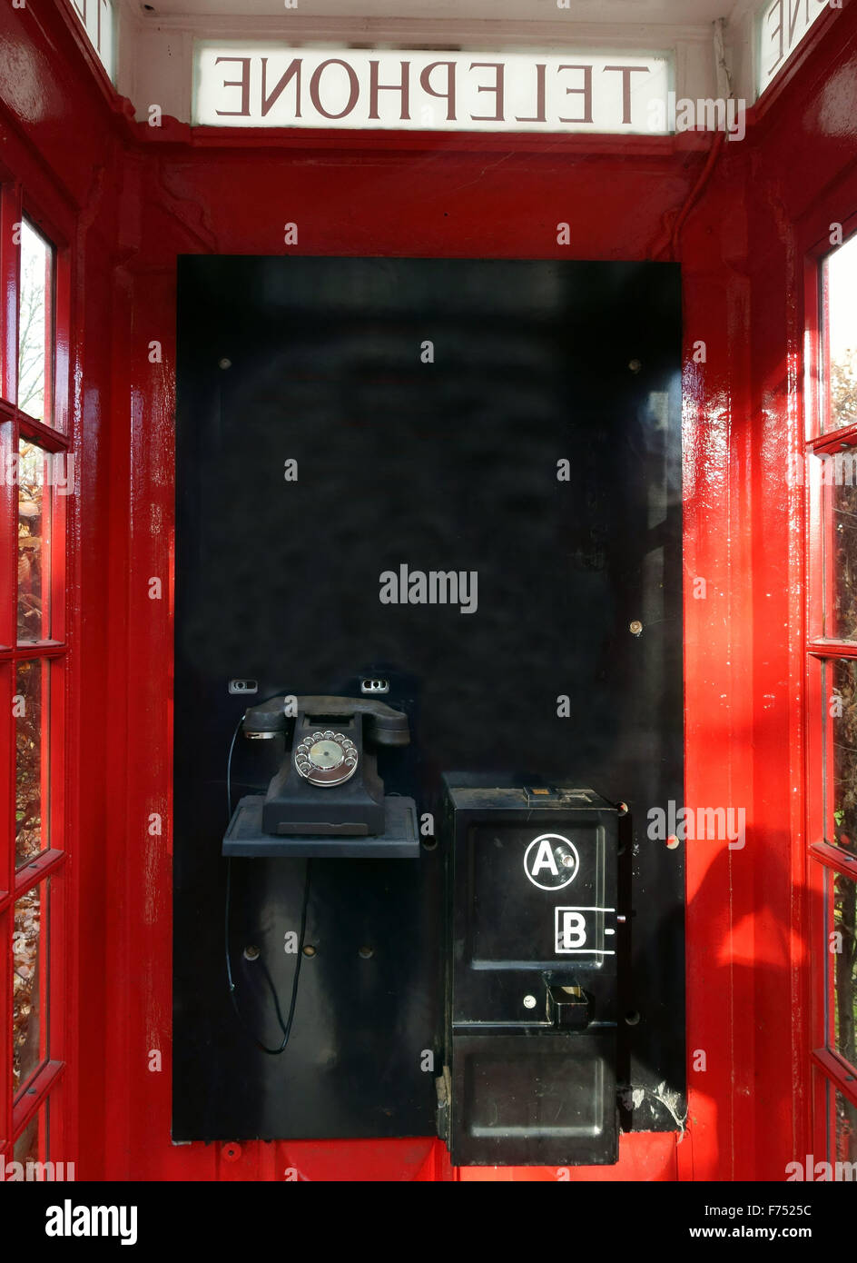 Old fashioned telephone box preserved at Dulwich Picture Gallery, South London Stock Photo