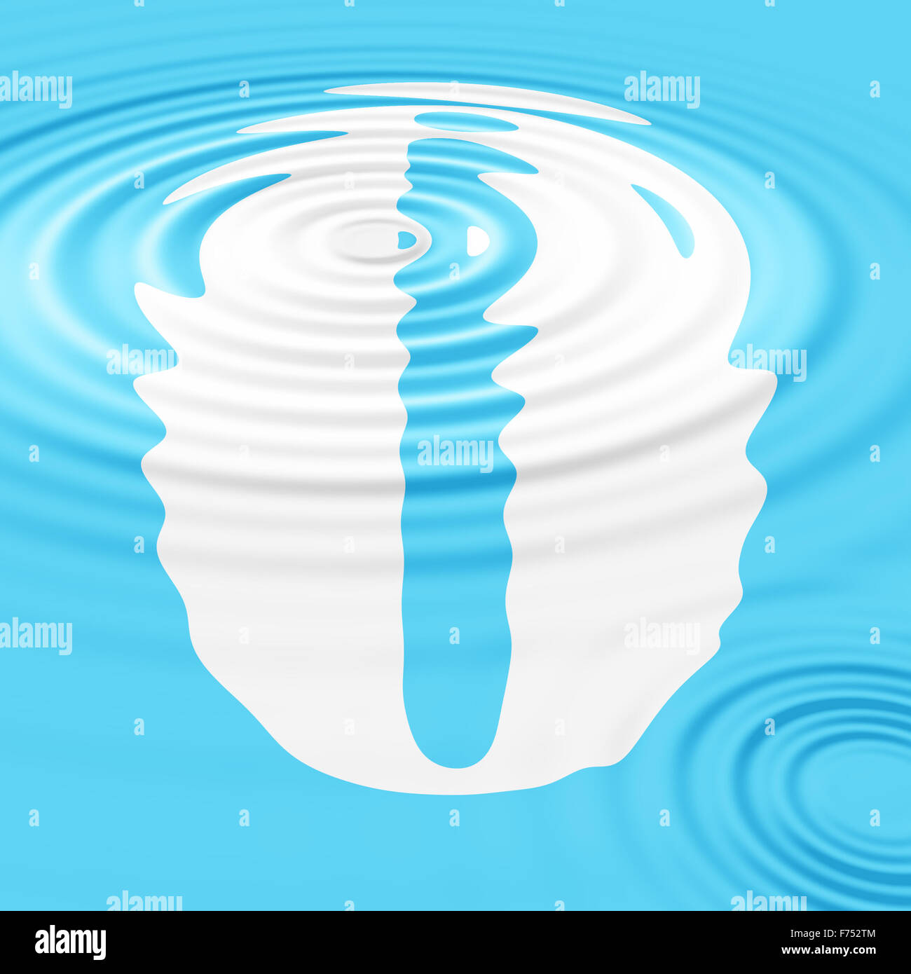 Digit in blue water. Raster illustration. Stock Photo