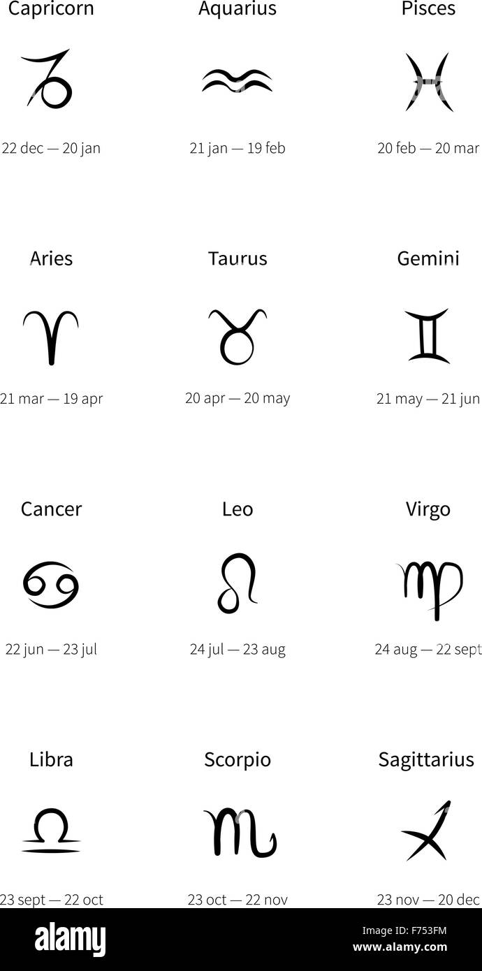 Signs of the zodiac black icons Stock Vector