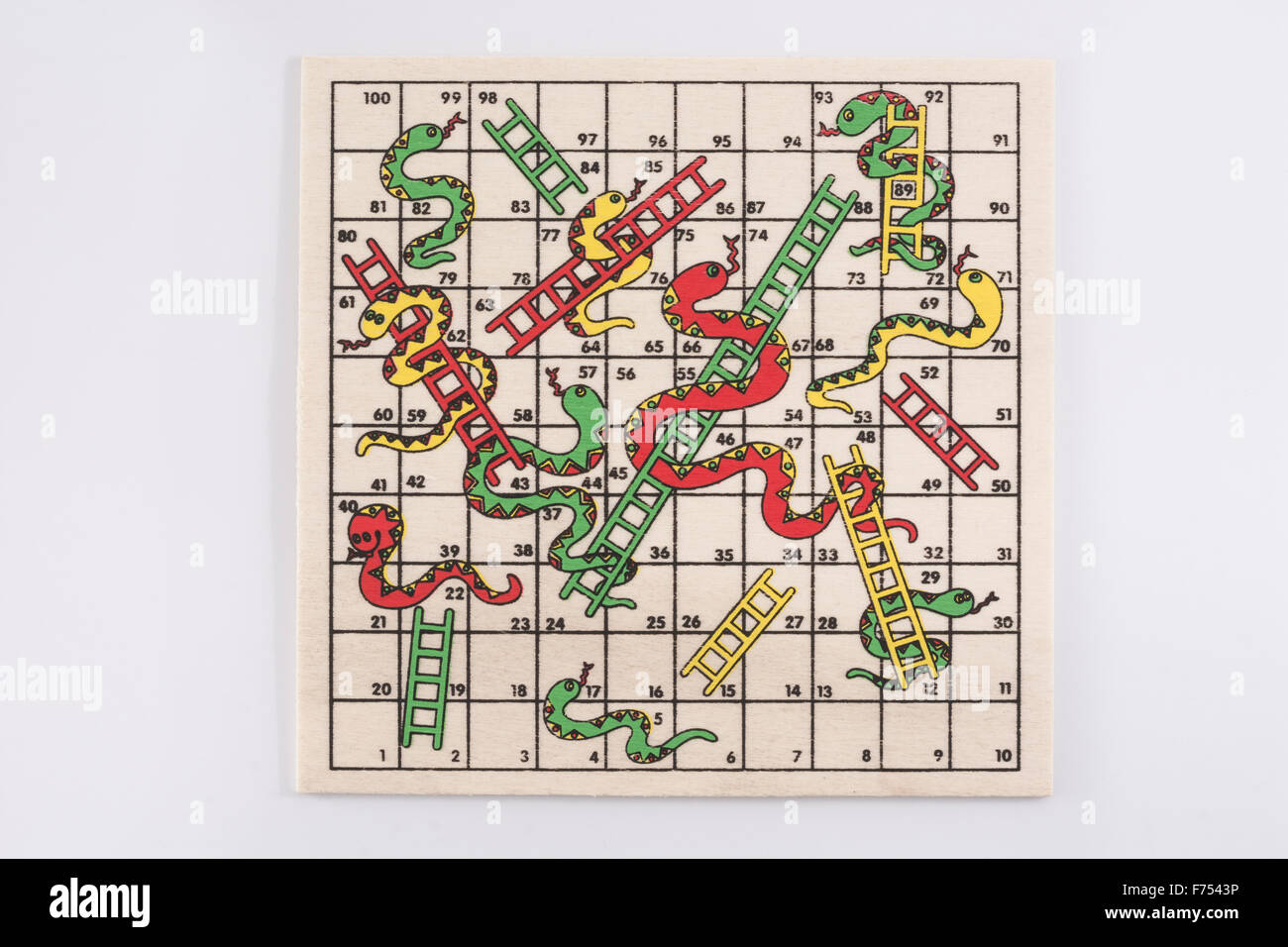 Closeup of travelling Snakes and Ladders game / board game. For
