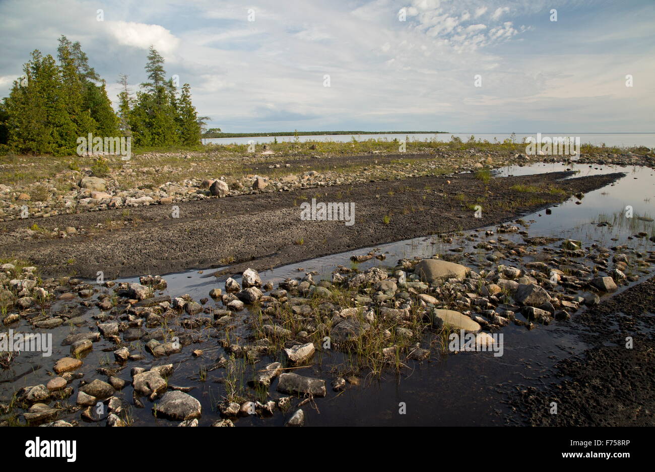 The limestone Lake Huron at  Dorcas Bay, Bruce Peninsula National Park, Canada Stock Photo
