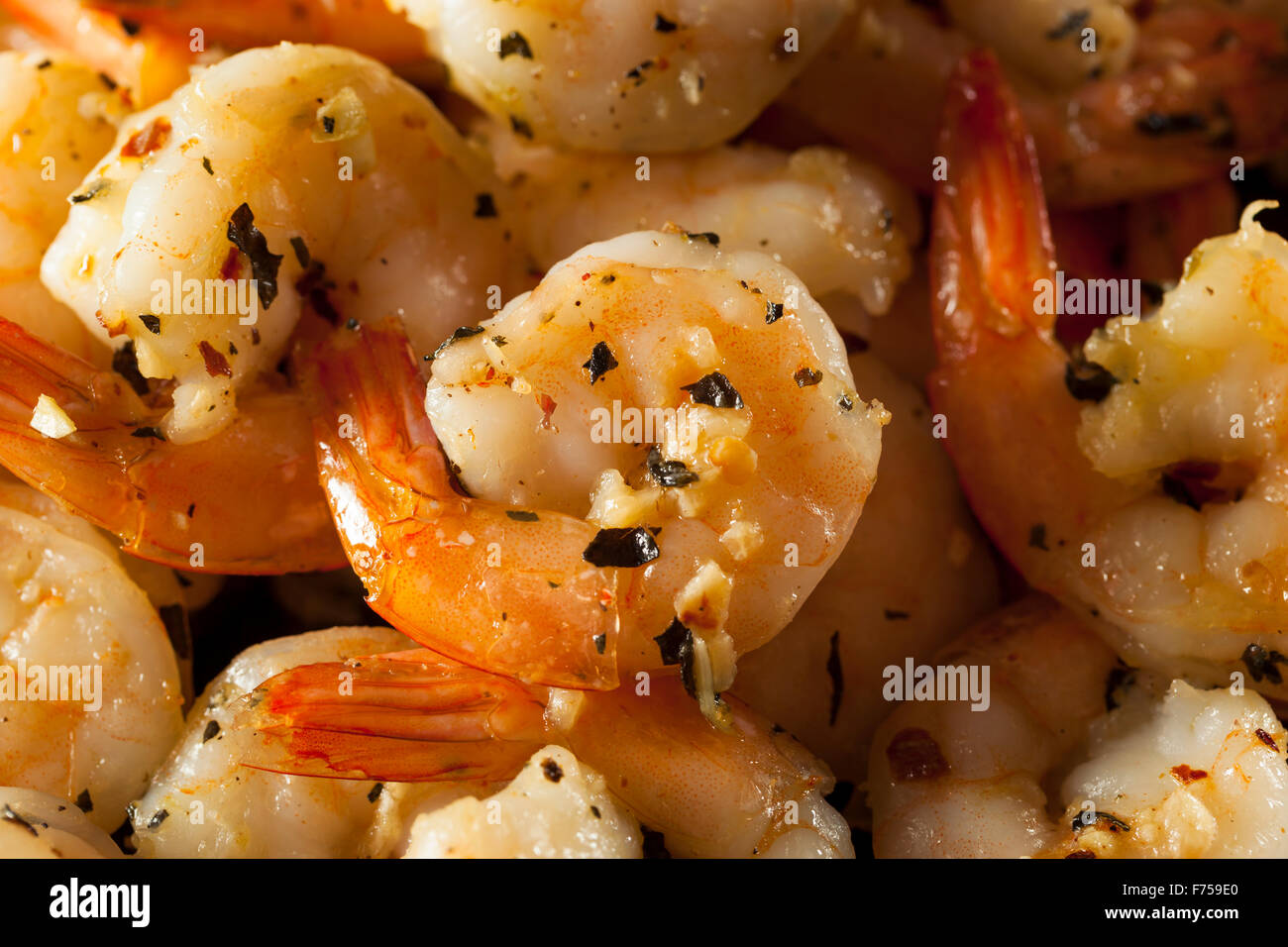 Homemade Sauteed Shrimp with Herbs and Garlic Stock Photo - Alamy