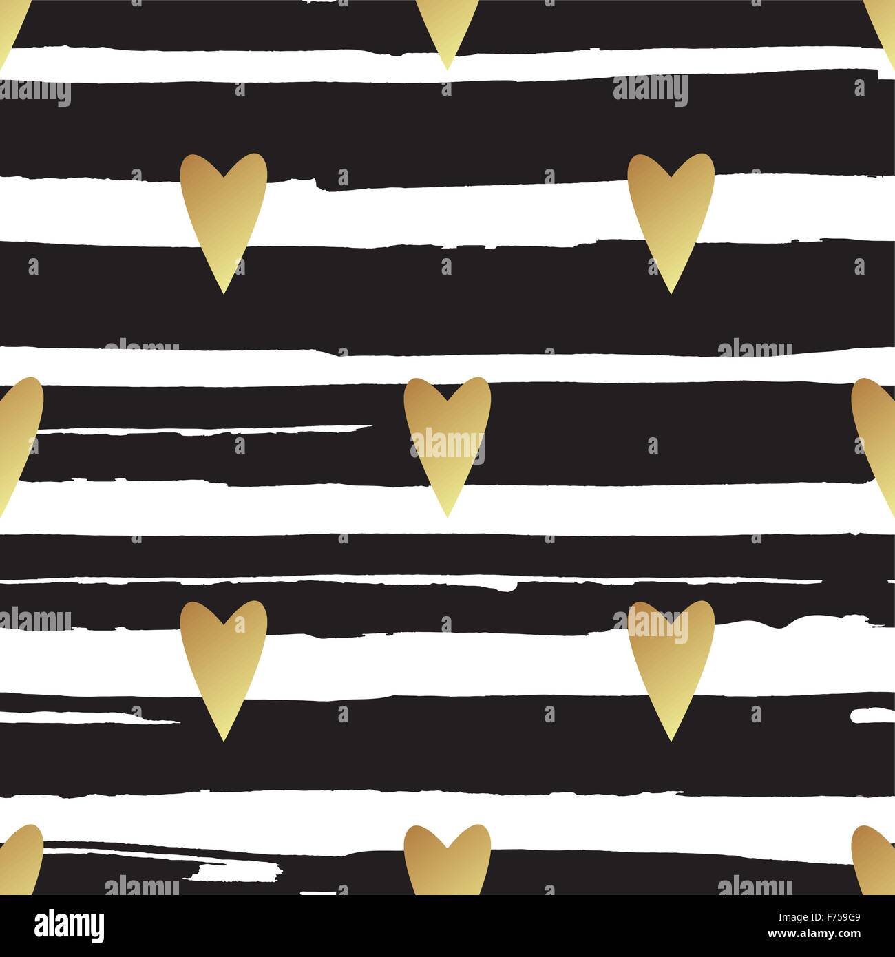 Seamless vector gold pattern with hearts. Vector illustration Stock ...