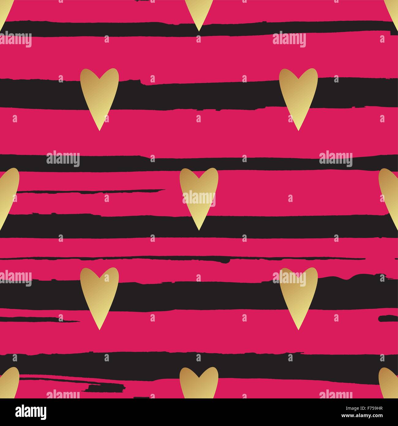 Seamless vector gold pattern with hearts. Vector illustration Stock ...