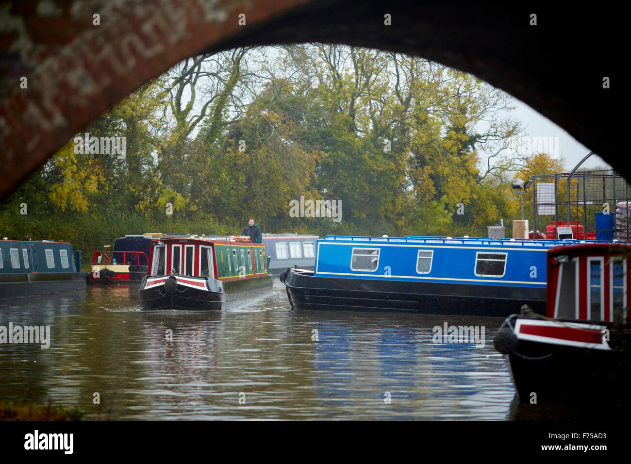 Alvechurch in Worcestershire marina waterway boat yard mist blue canal