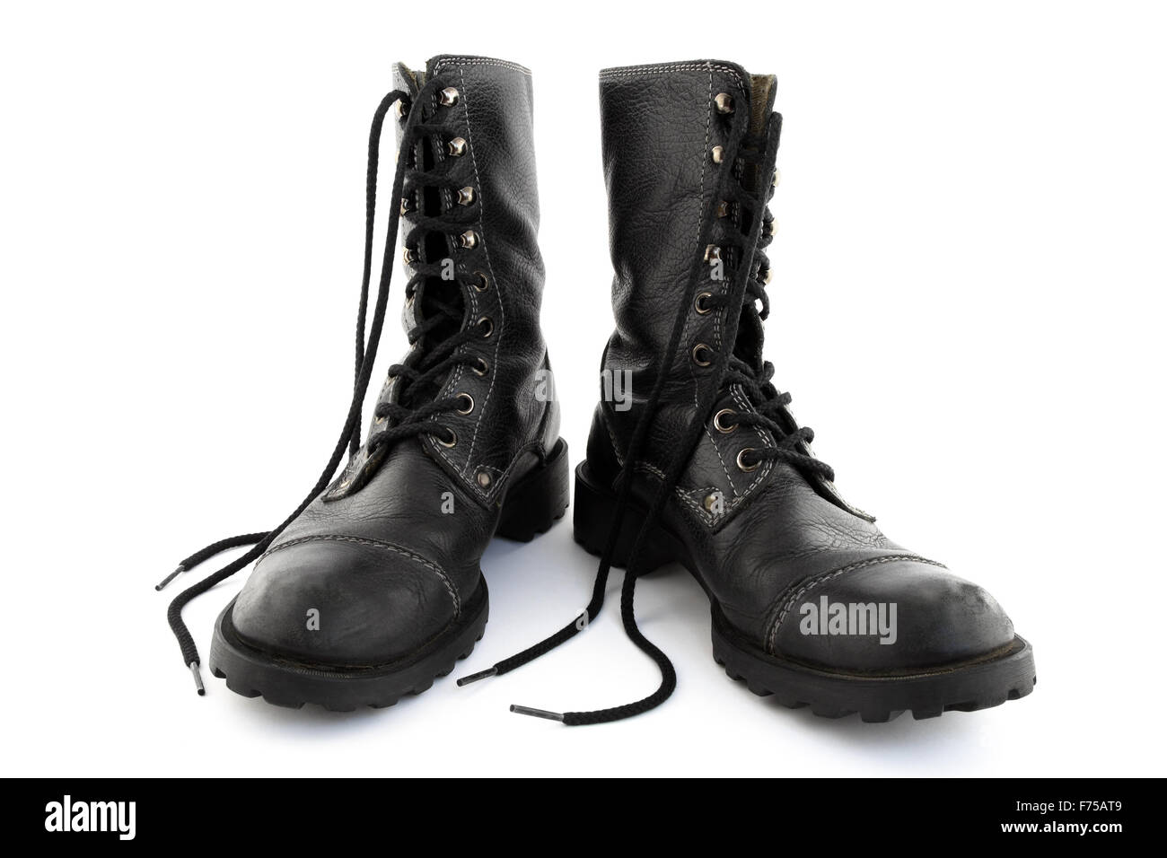 Black leather boots laces hi-res stock photography and images - Alamy