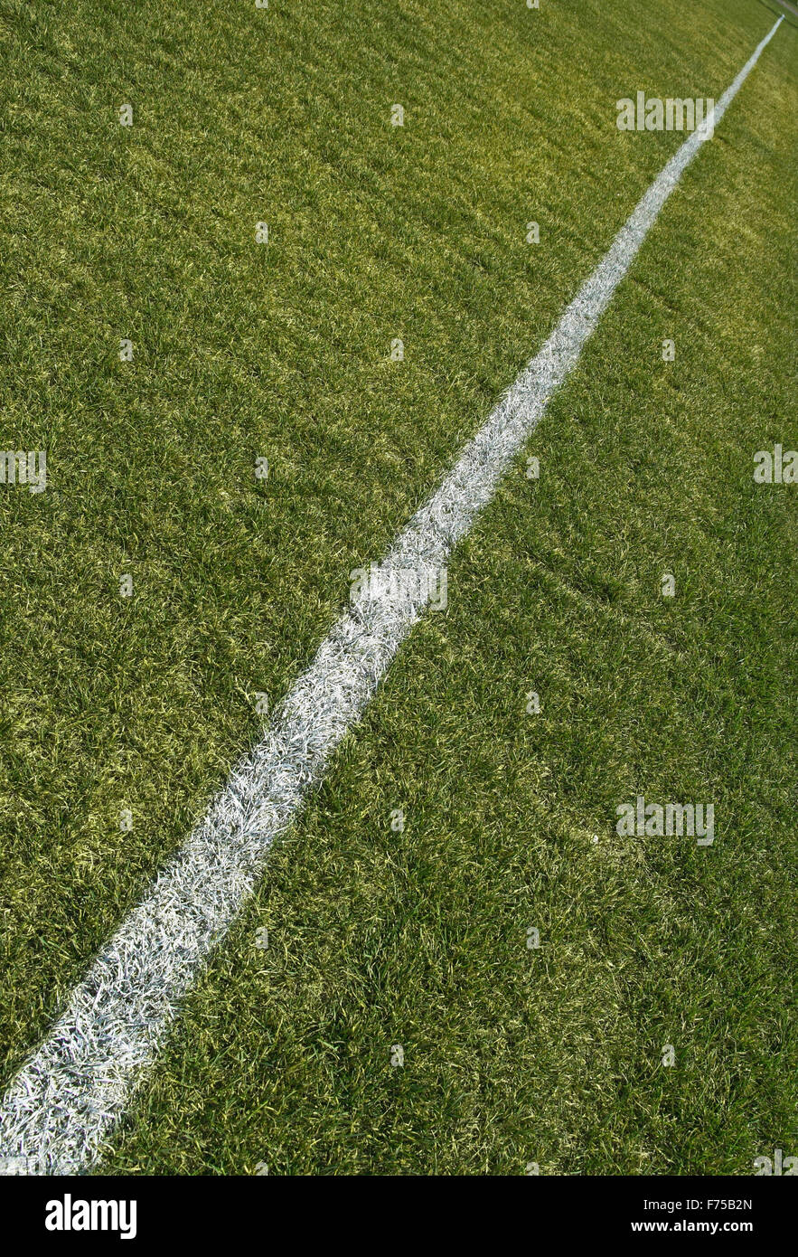 Boundary line of a green playing field Stock Photo