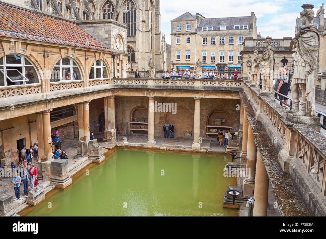 The Great Bath at the Roman Baths in Bath, Somerset England United Kingdom UK Stock Photo