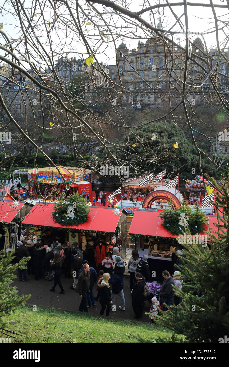 Popular Edinburgh Christmas market, in East Princes Street Gardens, in