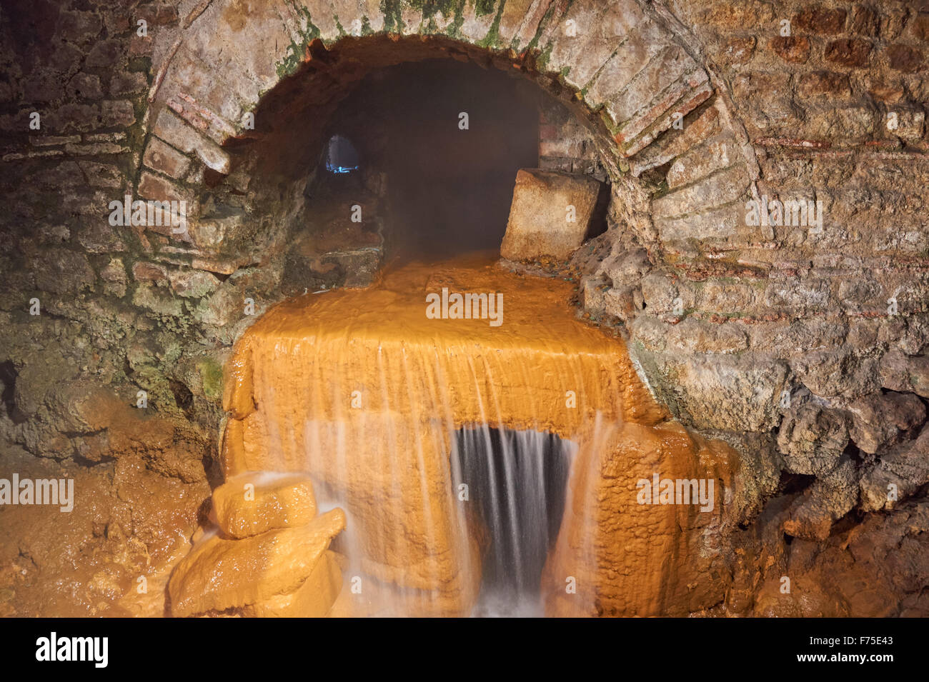 Underground hot springs at the Roman Baths, Bath Somerset England