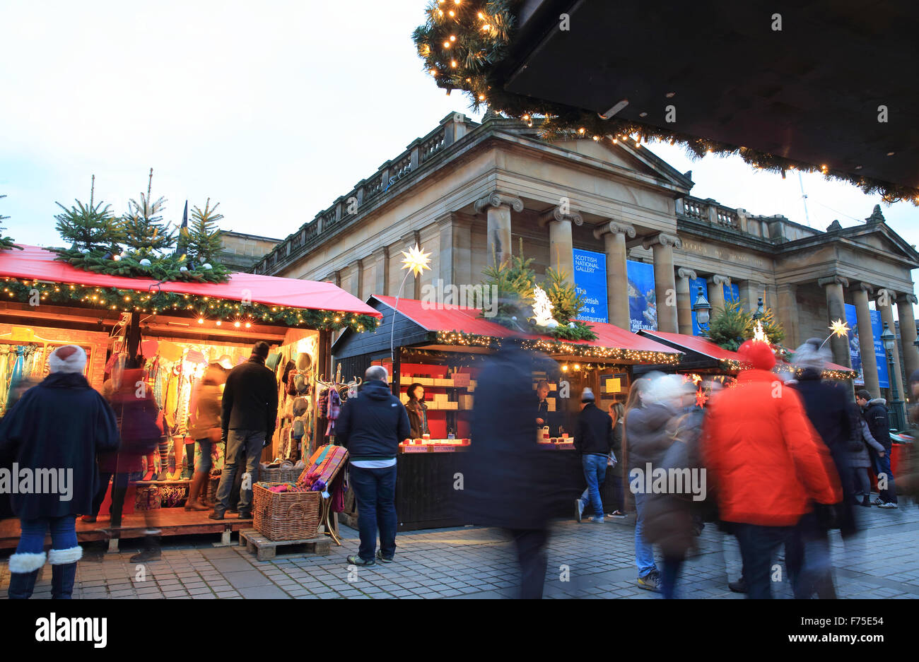 Edinburgh Christmas market, by the National Gallery on the Mound, in