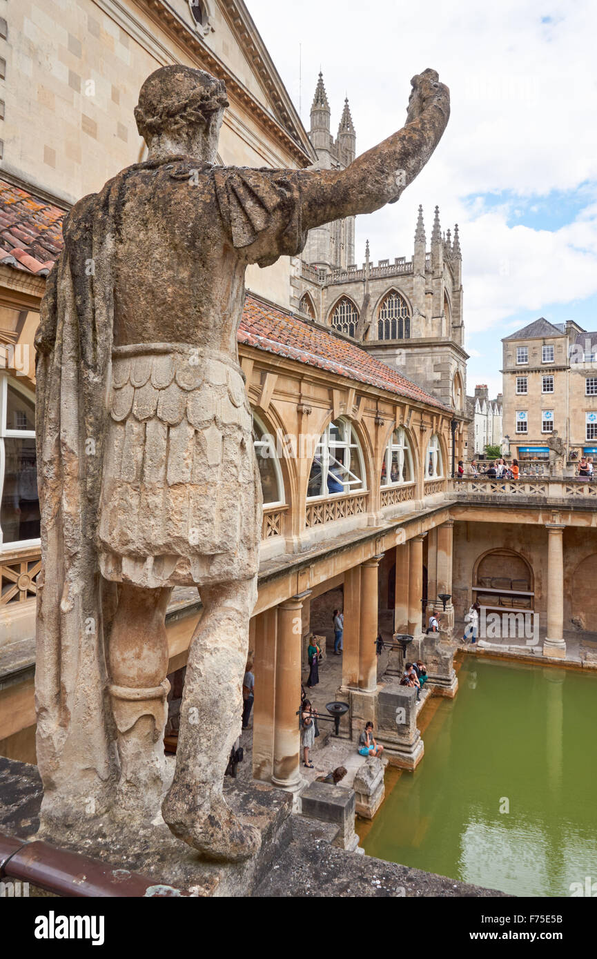 The Great Bath at the Roman Baths in Bath, Somerset England United Kingdom UK Stock Photo