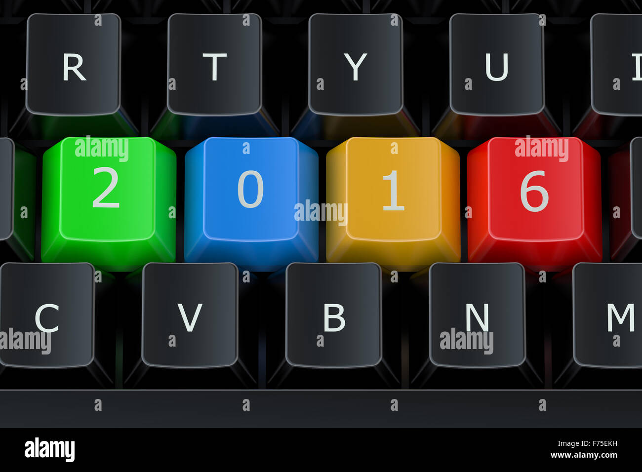 Computer keyboard with 2016 keys Stock Photo