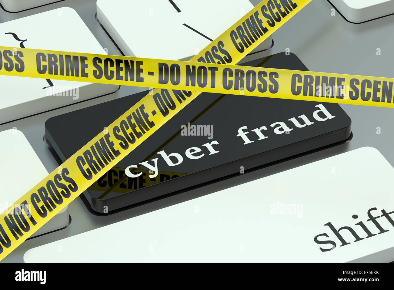 cyber fraud concept, on the computer keyboard Stock Photo